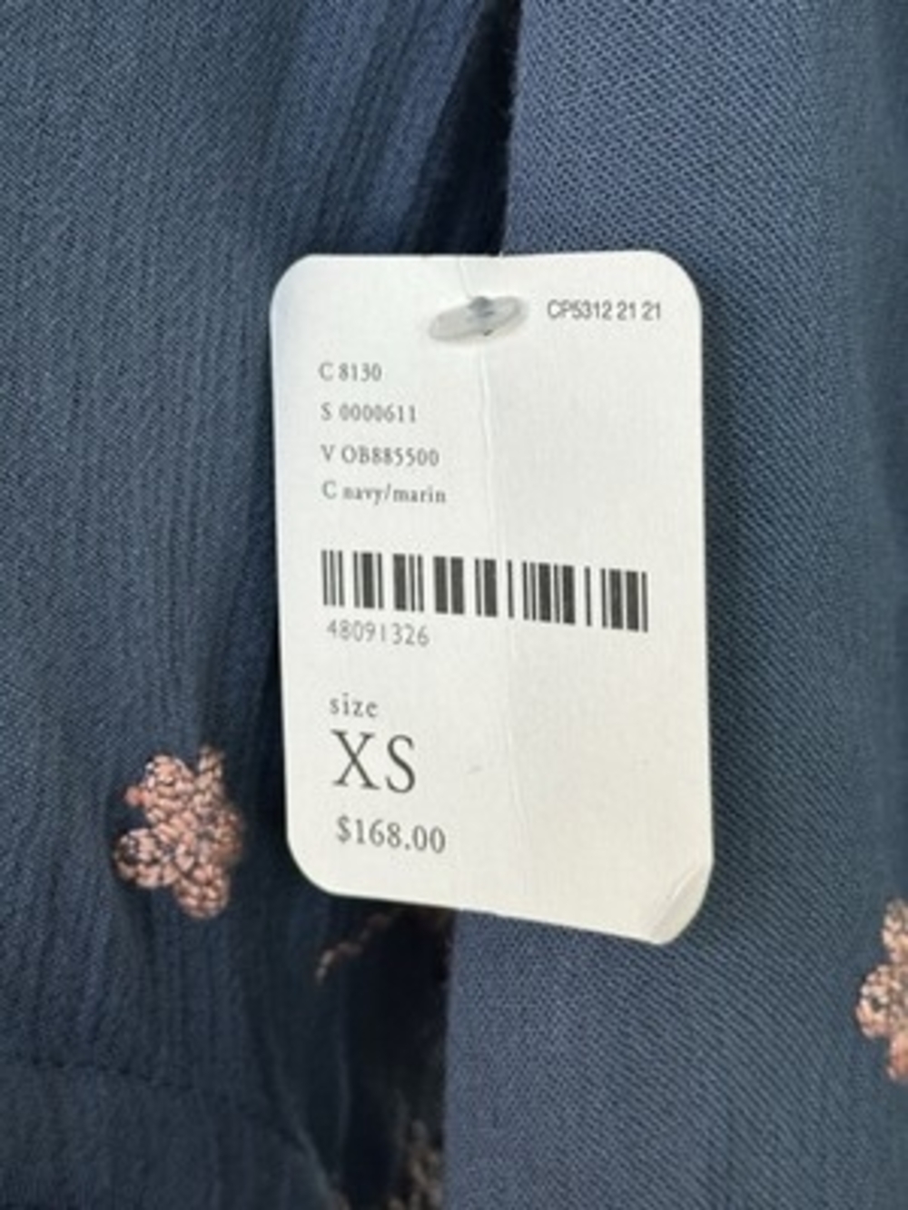 Free People Women's Blue Pink Embroidered Boho Maxi Dress XS V-Neck NWT $168 - Picture 10 of 11